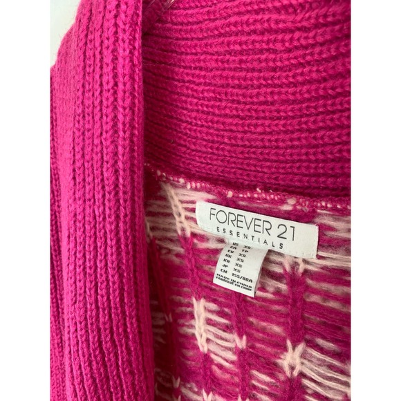 Forever 21 Pink + White Fair Isle Knit Cardigan Sweater — Women's XS X-Small EUC - Picture 4 of 15